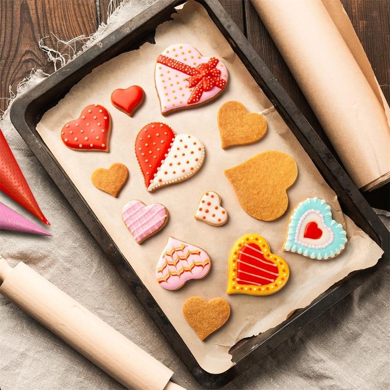 7PCS Heart Cookie Cutter Set Stainless Steel Valentine Sandwich Biscuit Mold gallery