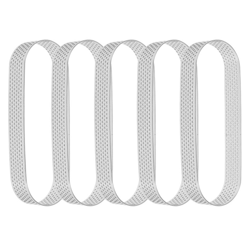 6pcs Oval Tart Rings Stainless Steel Cake Molds For Baking Perforated Pastry