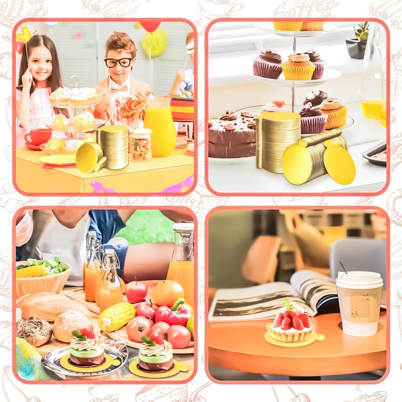 Mini Gold Round Cake Boards Dessert Cardboard Circle Base 3.5 Inch 300 Pack gallery