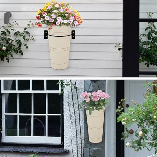 10.62 Inch Galvanized Metal Vases Farmhouse French 10.62in Medium Beige 4pcs gallery