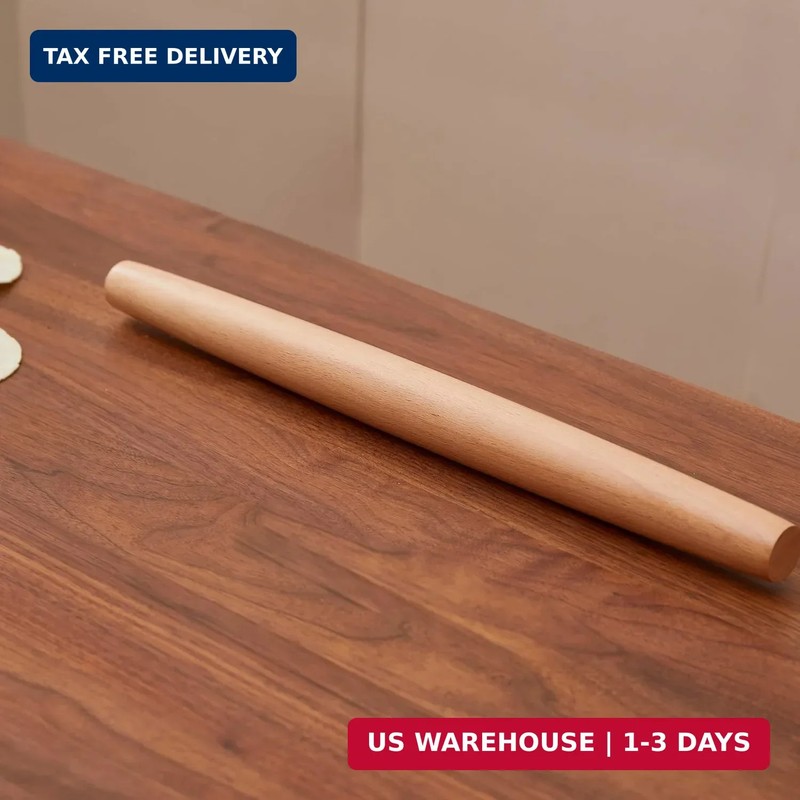 French Rolling Pin for Dough - Fulimax 16" Classic Wood Rolling Pins for Baking, gallery