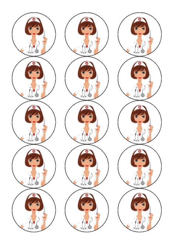 Nurse pre-cut Edible Icing Cake Topper OR Ribbon 01