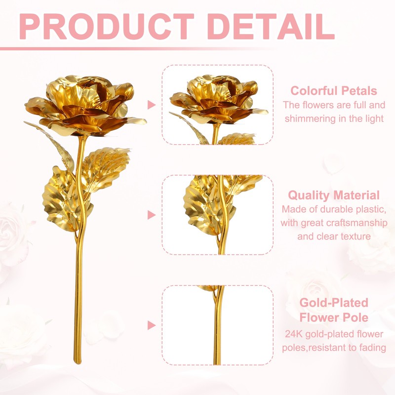 6 Pcs 24K Colorful Gold Rose, Artificial Roses Flowers, Gold gallery