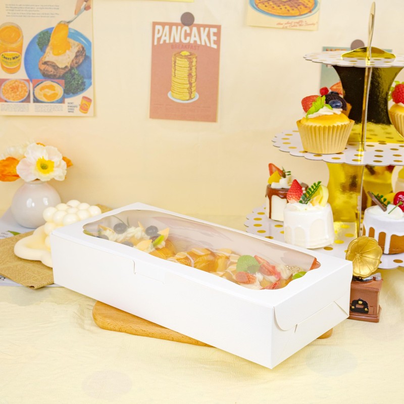 24pcs 12x5.5x2.5 Inch White Bakery Boxes Cookie Boxes Donut Boxes with Window... gallery