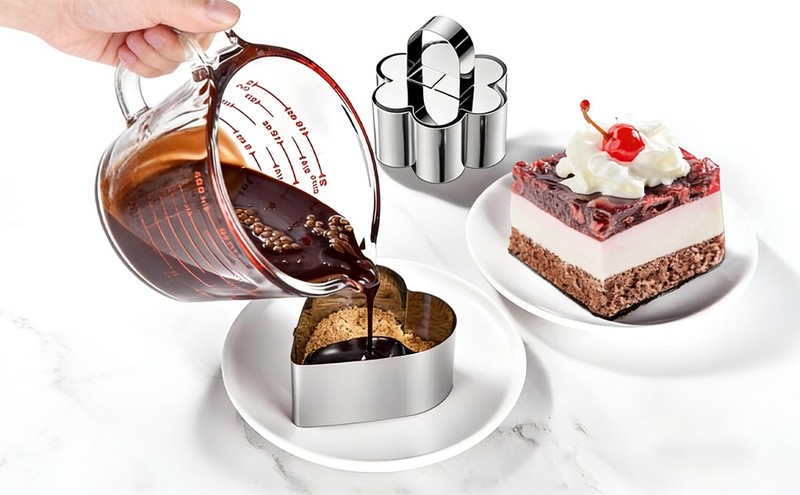 Cake Rings Cooking Rings Dessert Mousse Mold Stainless Steel with Pusher for gallery