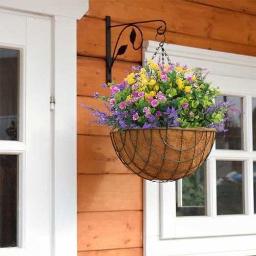 Artificial Flowers Outdoor, Faux Artificial 12 Fuchsia, Purple, Yellow, Green gallery