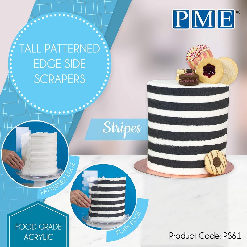 Tall Patterned Edge Side Scraper for Cake Decorating-Stripes Acrylic 10, Tran... gallery
