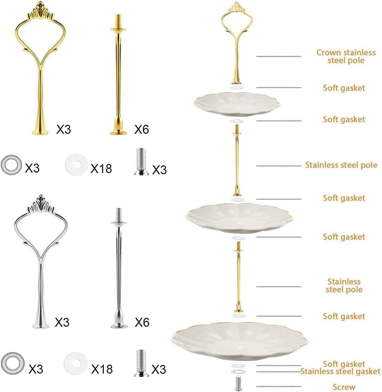 6 Sets 3 Tier Cake Plate Stand Handle, Cake Stand Hardware Handle Fittings Ho... gallery