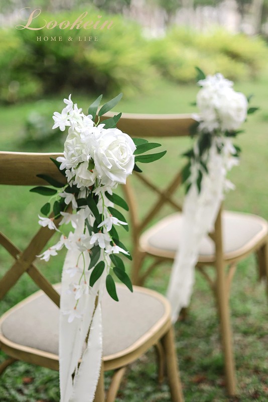 Lookein Set Of 8 Pew Flowers For Wedding Ceremony Chair Decorations Bench gallery