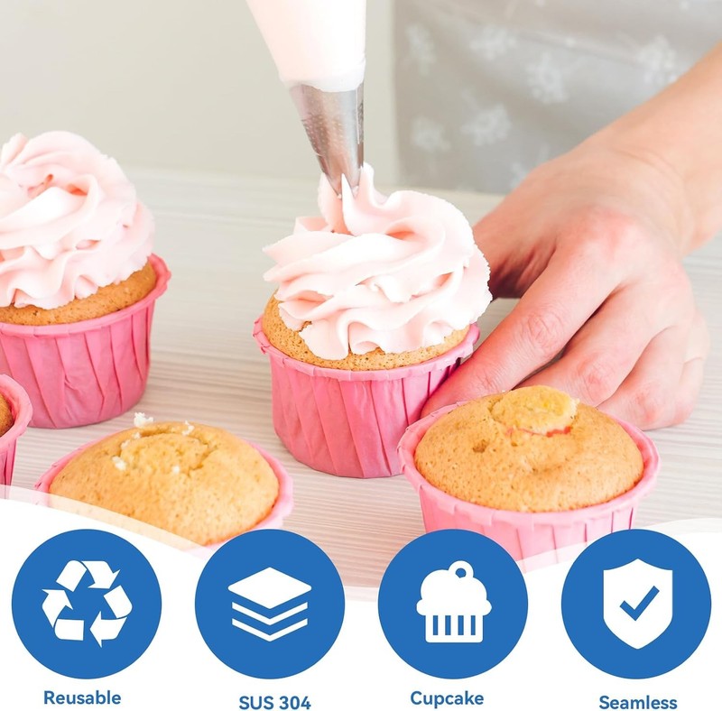 Flower Piping Tips Set, 4Pcs 1M 2D 4B 6B Star Tips for Piping, Open Star gallery