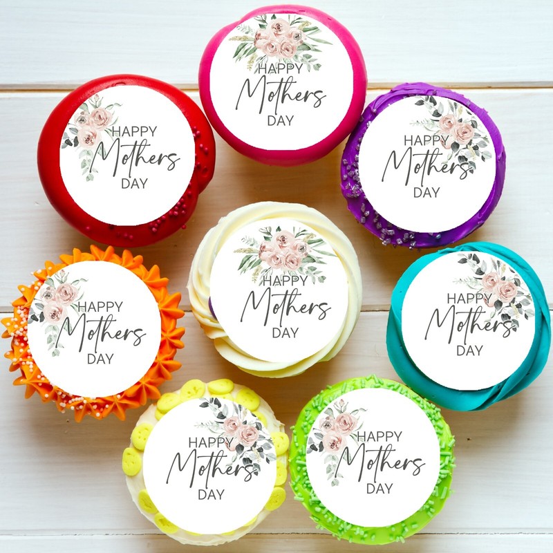 Happy Mothers Day Mum Pre-cut Edible Cupcake or Cookie Toppers