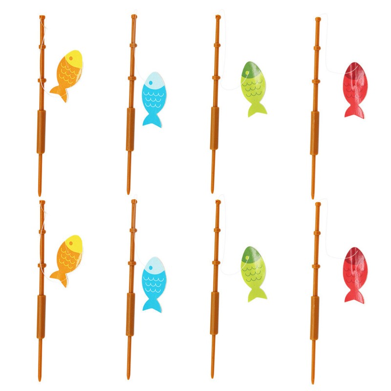 8PCS Fishing Rod Shape Cupcake Toppers Cake Decorations Table Decors Mixed Color