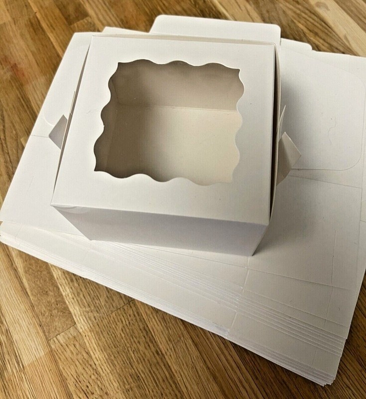 White Single SMALL Cupcake Boxes Window 4″x 4″x 2.5″ – 29 Individual boxes NEW