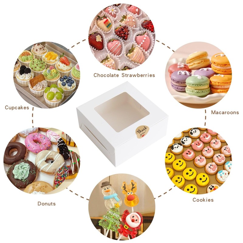 30 Pcs Bakery Boxes with Clear Window, 6.3x6.3x3 Inches, Food Grade Materials... gallery
