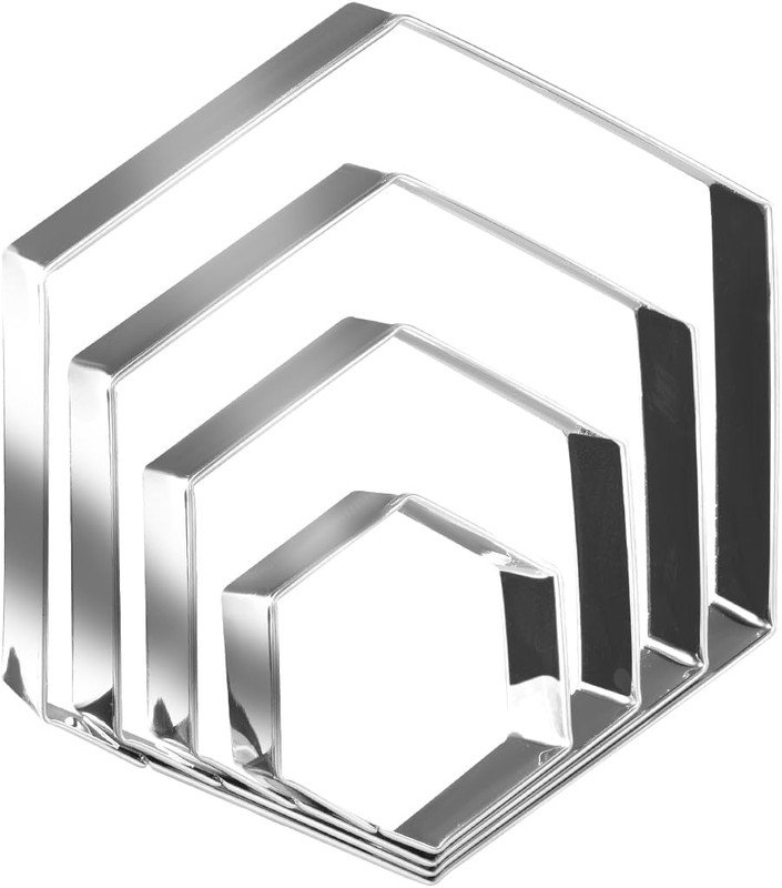Regular Hexagon Cookie Cutter Set Large Stainless Steel Honeycomb Geometric Fram gallery