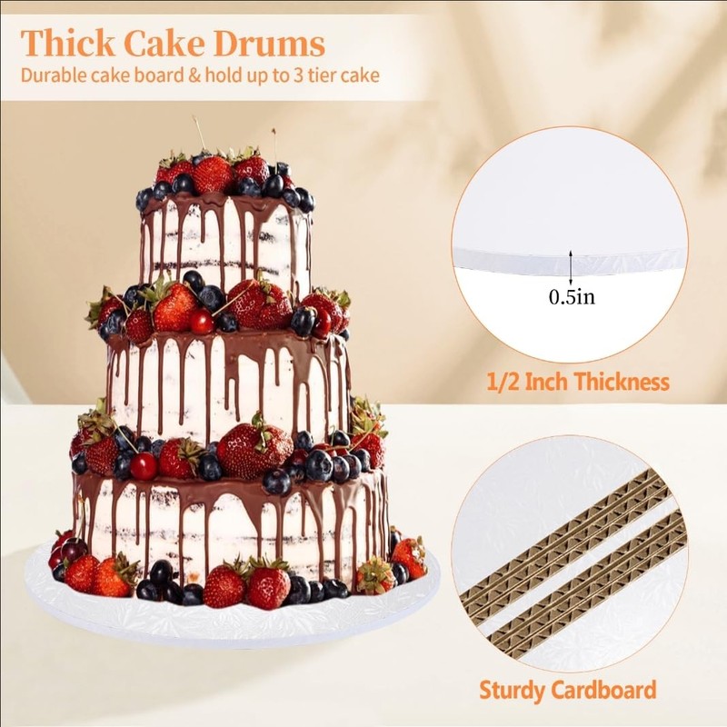 ANSCHER 9 Packs Round Cake Drums 10 Inch, Greaseproof White10 Inch Cake Drums... gallery