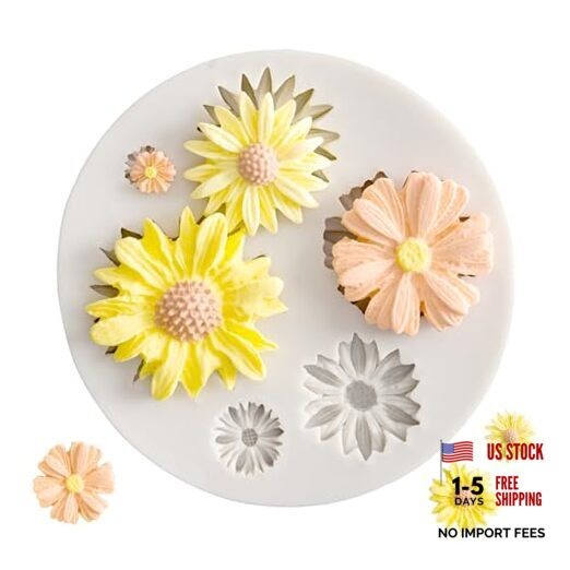 Sunflower Silicone Cookie Buiscuit Baking Molds Decorating Craft Mold White