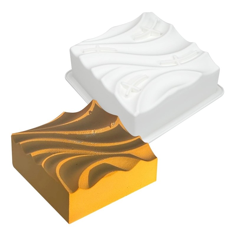 Silicone Chocolate Mold Rectangle Cake Pan Water Ripple Pattern Molds for Bak... gallery