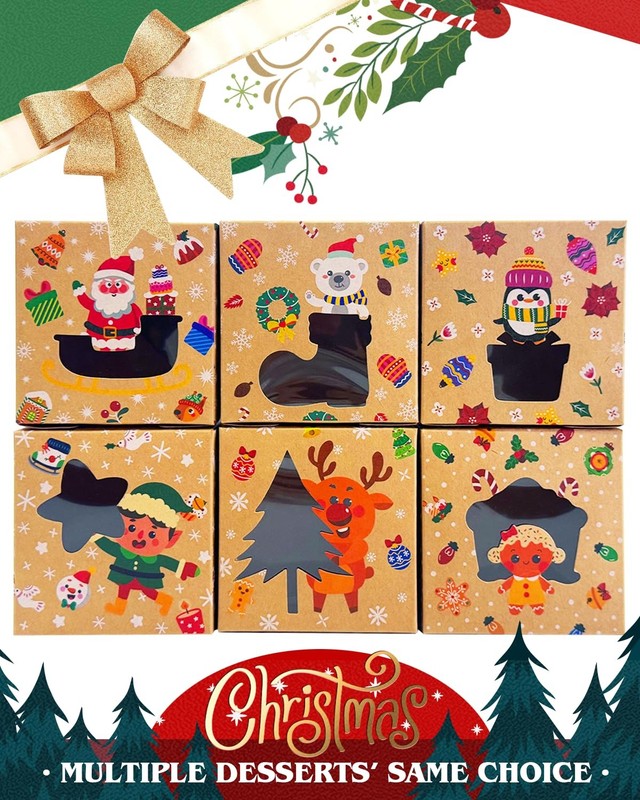 Christmas Shoes Bakery Boxes Window 60 PCS 4x4x2.5 Mini Cookie Small Pastry gallery
