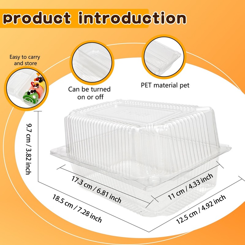 120 Pack 7.28 x 4.92 x 3.82 Inch Clear Plastic Hinged Food Containers Disposa... gallery