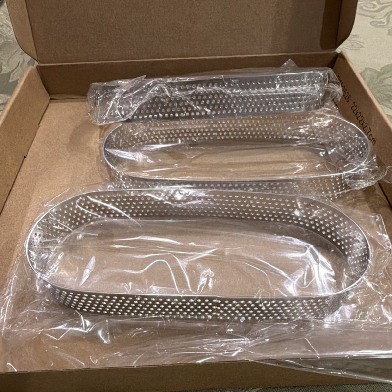 Set of 3 Stainless Steel Perforated Oval Baking Rings