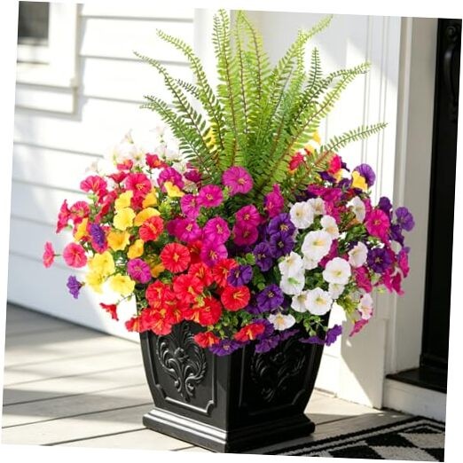 Artificial Flowers Fake Plants for Outdoors Decoration, 12 Bundles Mixed Color gallery