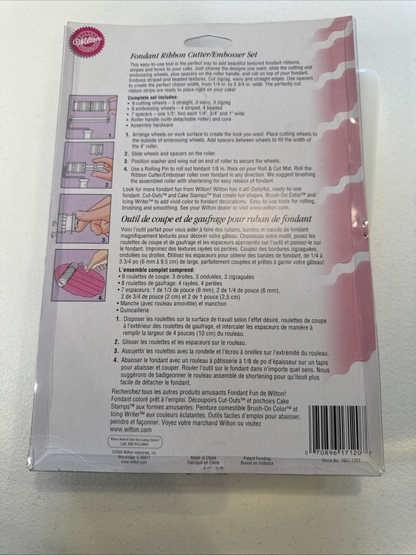 Wilton Fondant Ribbon Cutter Embosser Set - New In Package Bonus Roller gallery