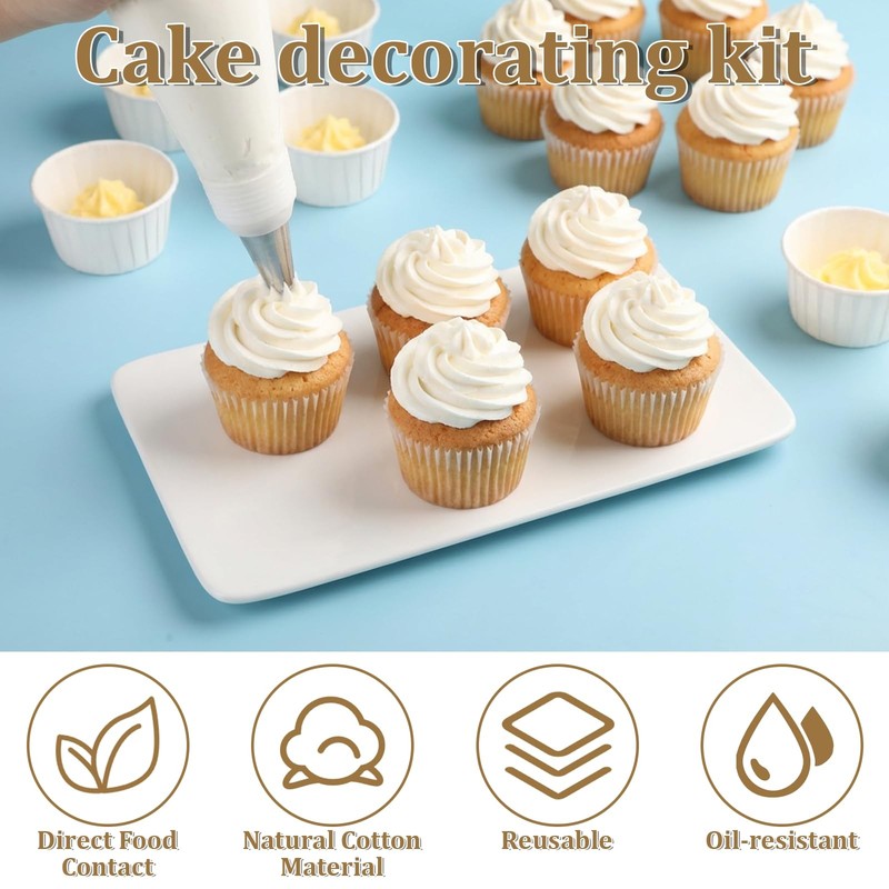 4 Pcs 24 inch Reusable Piping Bags and Tips Set 11Pcs Cotton Pastry Bags Kit ... gallery