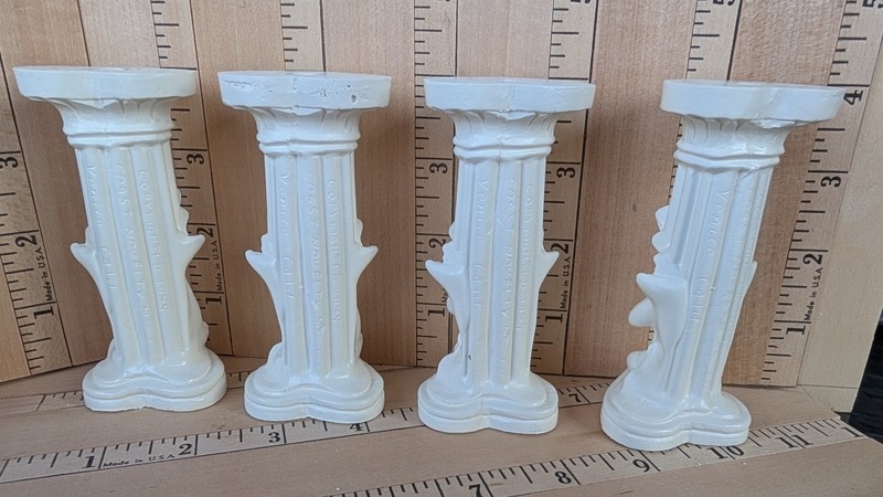 8 Rare VTG Chalkware Coast Novelty Ornate Cherib Angel Wedding Cake Pillars 4" gallery