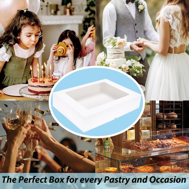 Huoshange 6 Pack 19x14x4 Inch AutoPopup Large Rectangle Cake Boxes with Thick... gallery