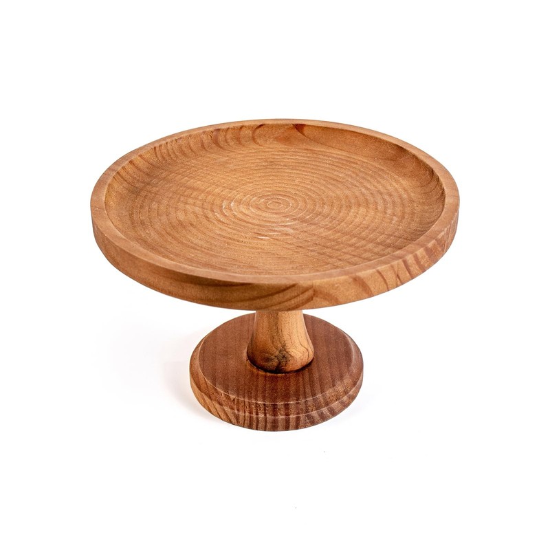 Rustic Round Wood Cake Stands, Brown Cupcake Pedestal Stand 9 Inch Dessert Di... gallery