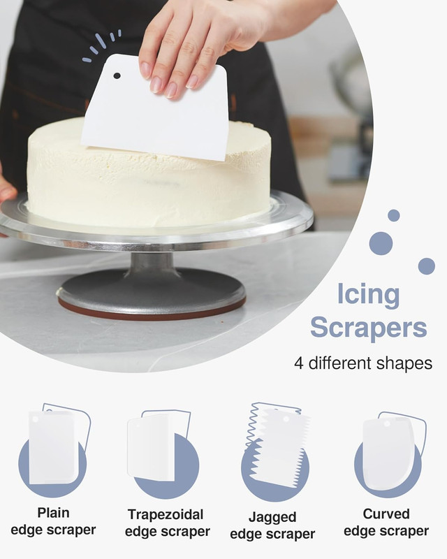 Cake Turntable, 12'' Aluminium Alloy Cake Stand, Cake Decorating Kit with 3 Icin gallery
