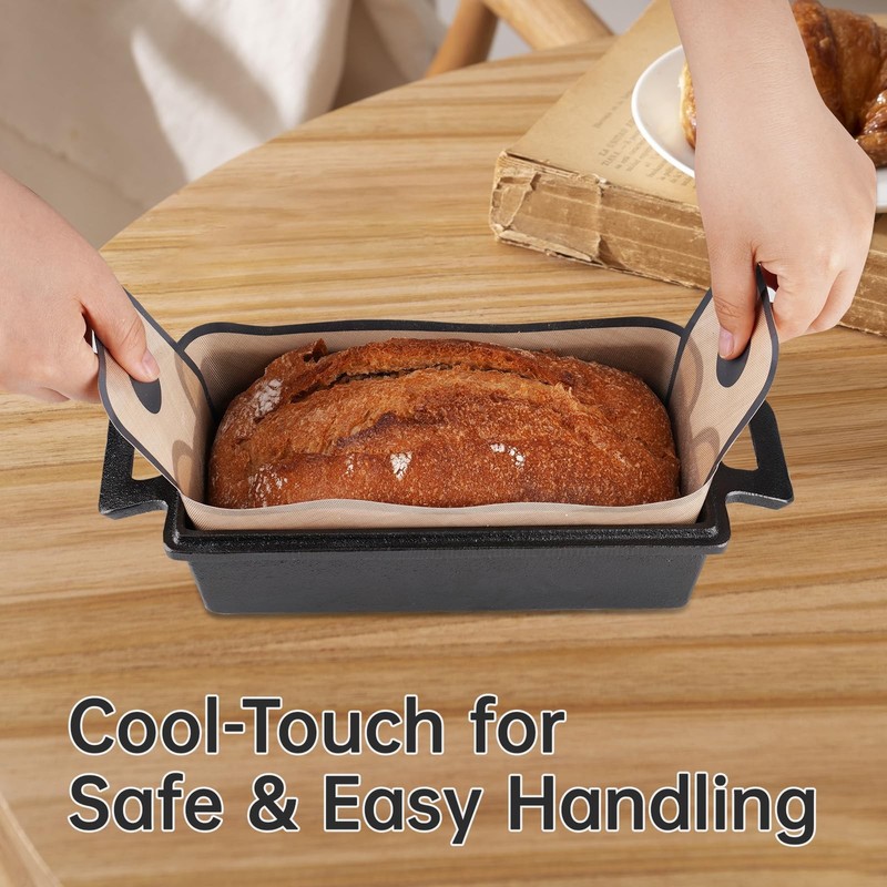 NiHome 4-Pack Silicone Bread Loaf Pan Liners, 19.29"x9.84", Brown 4-pack gallery