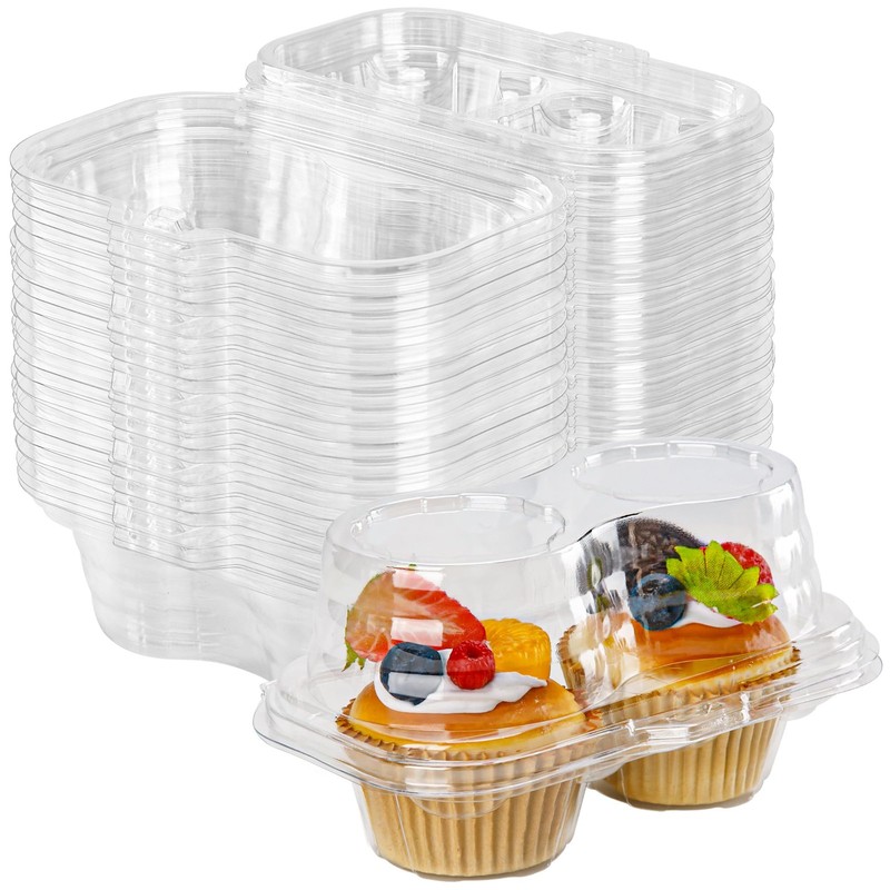 2 Count Cupcake Containers 75 Pack Cupcake Holder with Connected Airtight Lid…