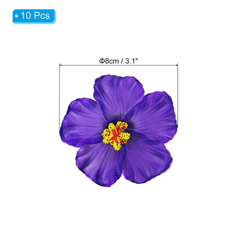 10Pcs Hawaiian Hibiscus Flowers Foam Artificial Flowers Hair Clip Violet gallery