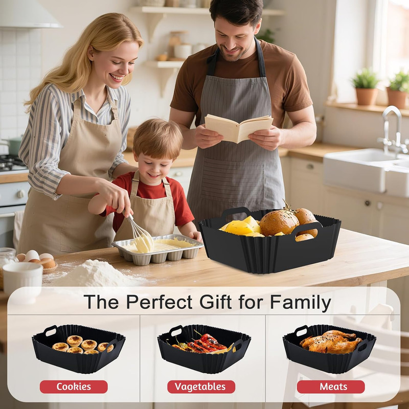 Air Fryer Silicone Liners 2 Pack Reusable 4-6QT Square gallery