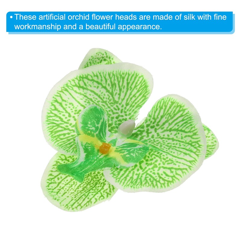 3.5" Artificial Orchid Flower Heads, 40pcs for Floral Decoration, Green gallery