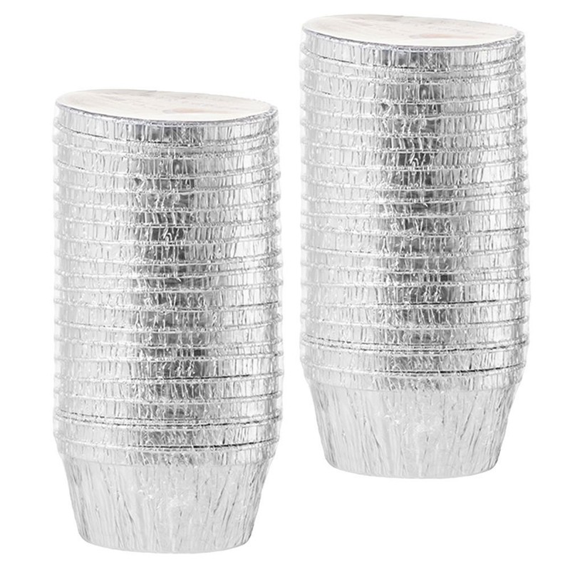 30Pcs Plated Silver Foil Tart Baking Molds and Cupcake Cups for Kitchen Baking