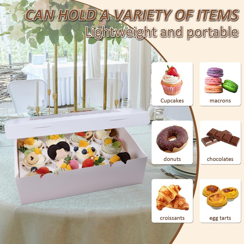10 Set Cupcake Boxes Cardboard Cupcake with Pvc Window Picnic Containers with... gallery