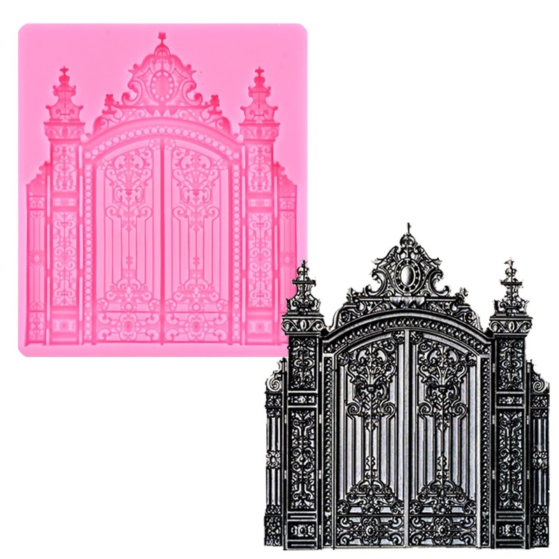 Castle Gate Silicone Mold for Cake Decorating, Cupcake Toppers, and Clay