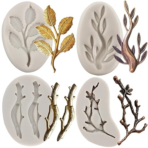 Sijiangmold Tree Branch Silicone Mold Twig Branch Leaves Fondant Molds For gallery