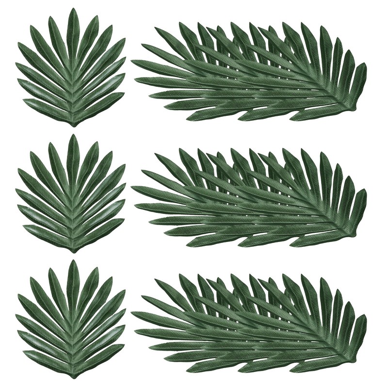 7″ Green Palm Leaves 12 Pack Artificial Palm Leaves Faux Palm Fronds, Style 24