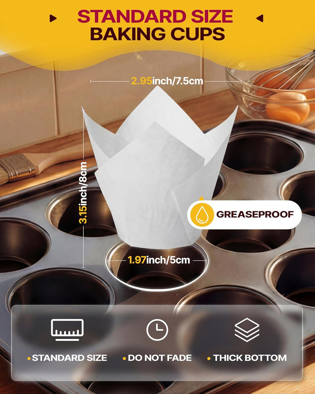 Katbite Tulip Cupcake Liners Holders 200PCS, Muffin Baking Cups, Cupcake Wrapper gallery