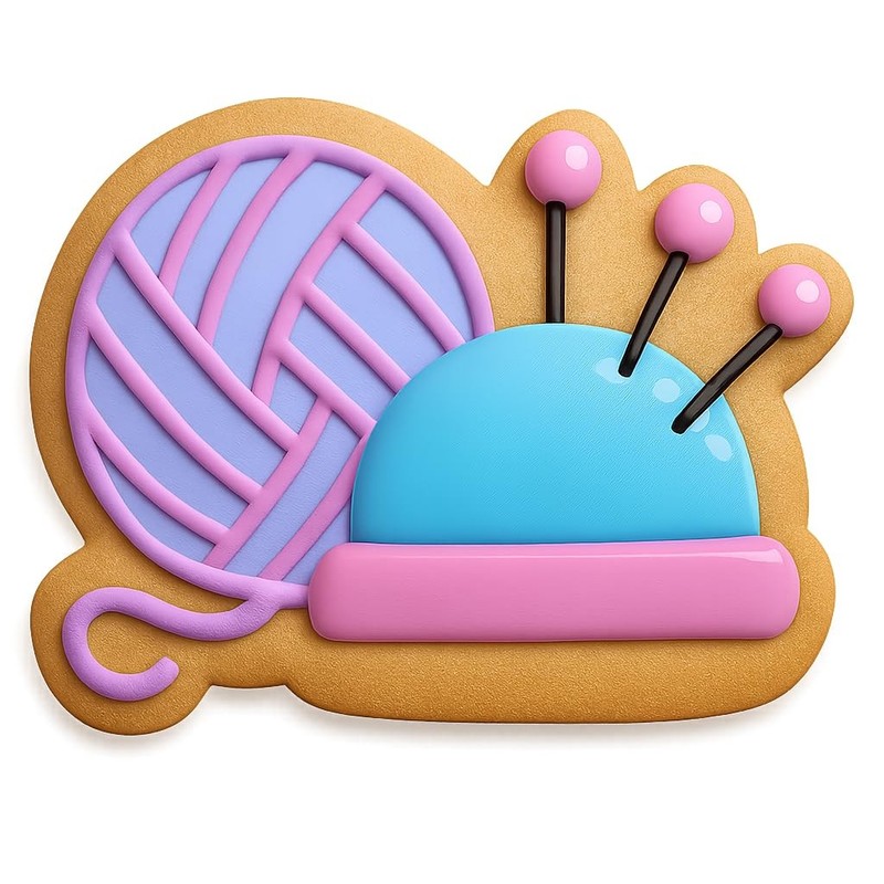 Yarn and Pin Cushion Cookie Cutter & Stamp, Fondant & Clay - 4x3.3