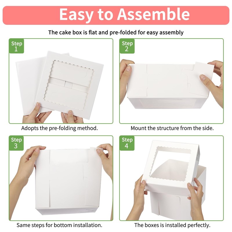 Moretoes 12 Pcs 3 Sizes 12x12x12 10x10x10 8x8x8 Inches Tall Cake Boxes gallery