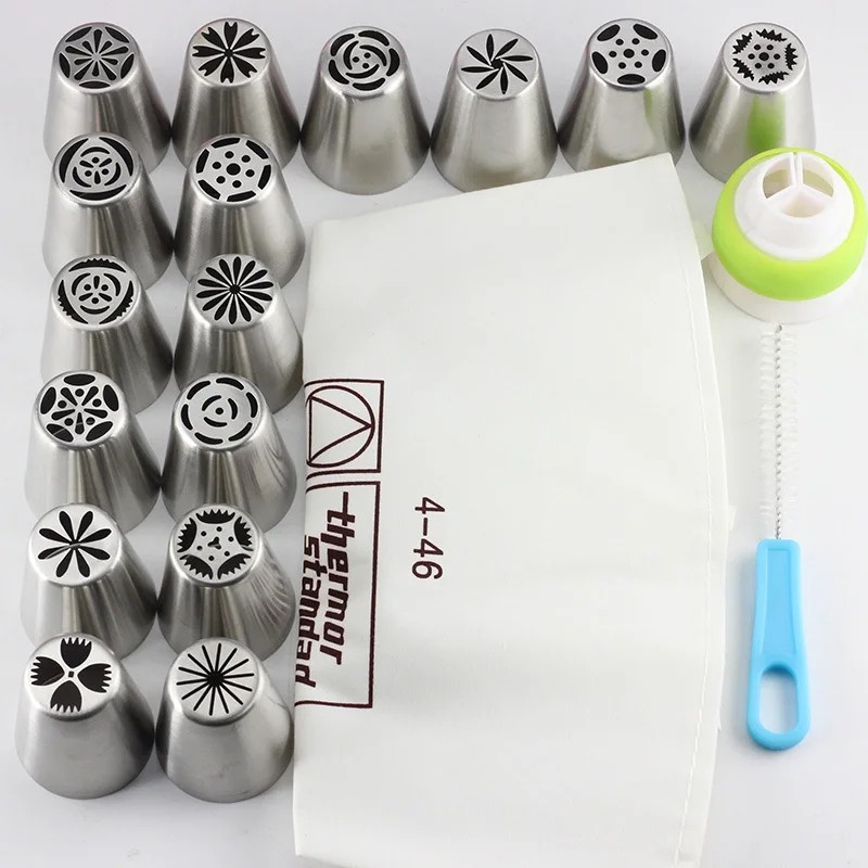16PCS Russian Tulip Icing Nozzles Set with Pastry Bag Cake Decorating Tools gallery