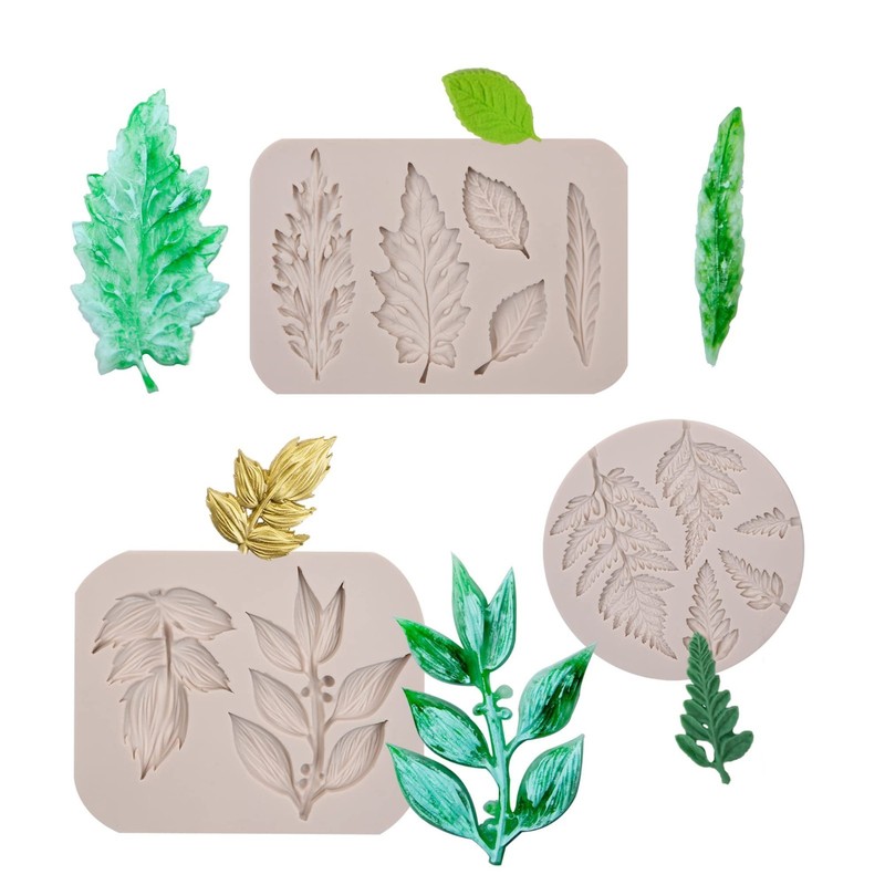 Silicone Leaf Fondant Molds - Ferns & Roses for Cake Decorating, Cupcake Toppers gallery