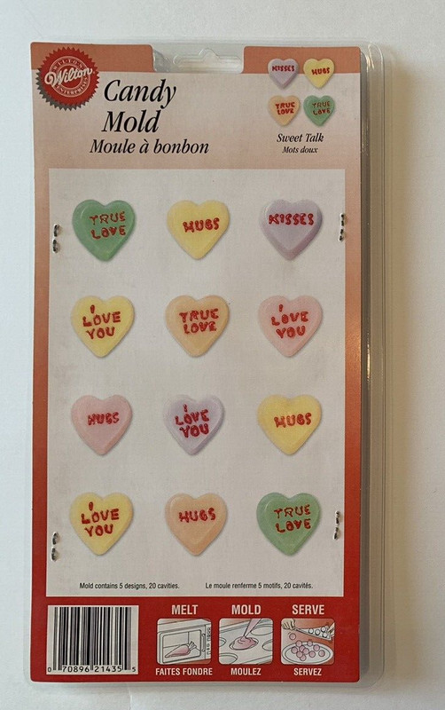 Wilton Candy Mold Valentine Hearts Conversation Be Mine I Love You 2115 – 1435