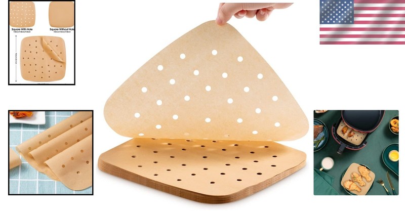 Innovative 9-Inch Square Air Fryer Liners - 200PCS Perforated & Imperforate gallery