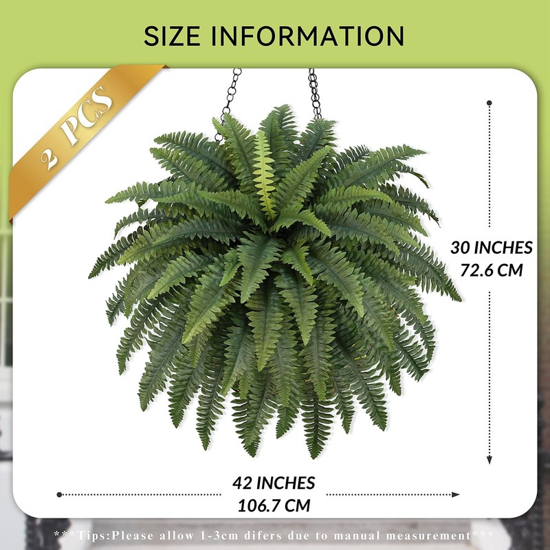 Richeerca Fake Ferns 42In Large Fake Bush Plants 2 Artificial Ferns 65 Fronds gallery